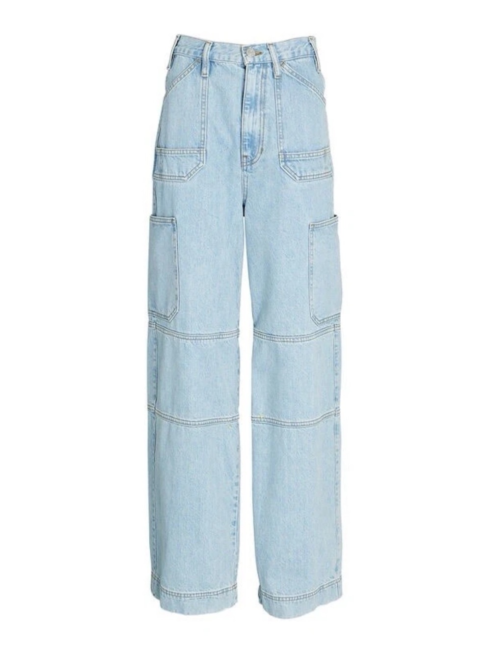 Frame Denim Light Blue Wide-Leg Cargo Jeans